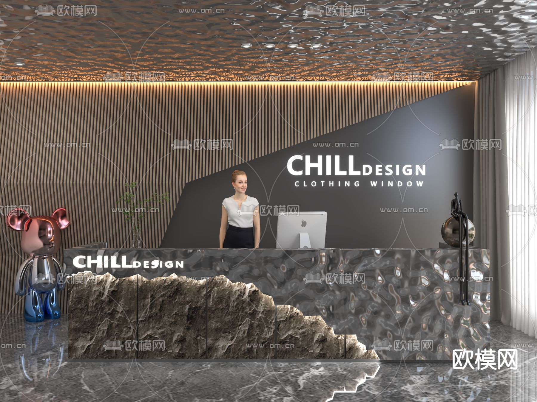 前台 接待台 服务台3d模型下载