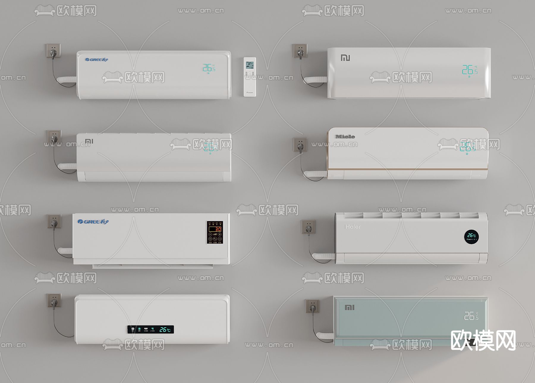 壁挂式空调 变频挂机su模型下载（渲染图2）