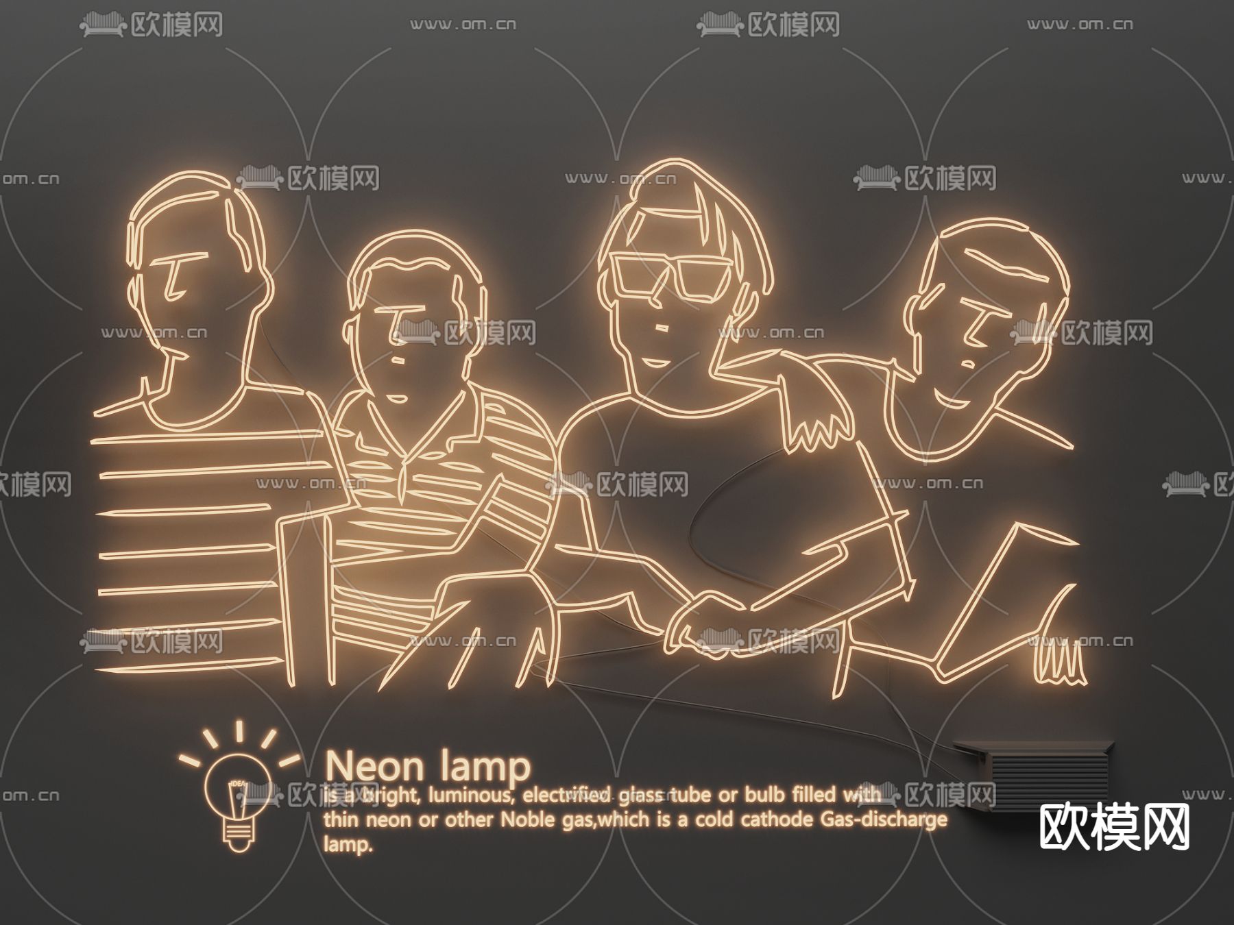 霓虹灯 装饰灯 发光字 广告灯3d模型下载