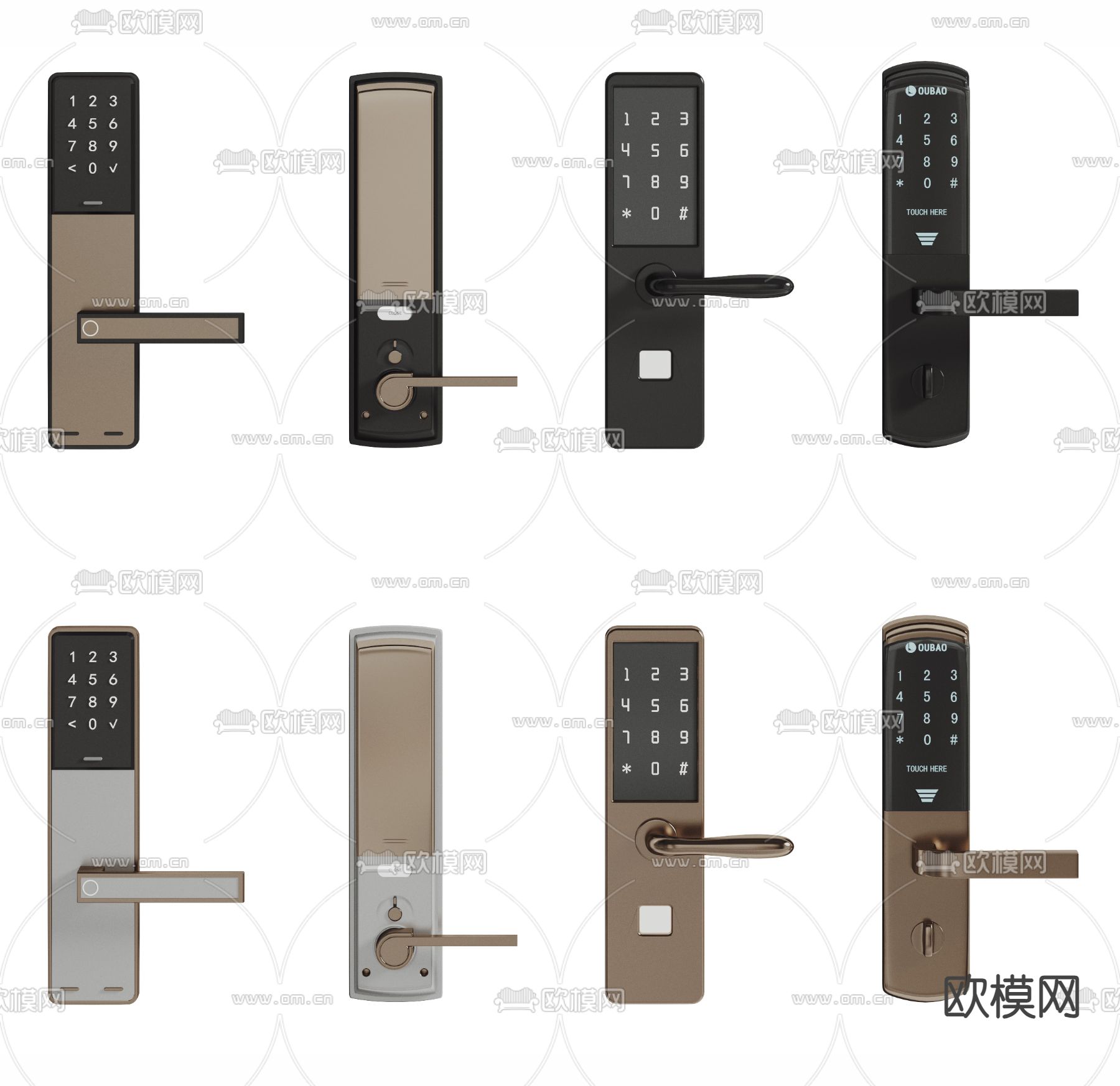 智能门锁 门把手 电子锁3d模型下载