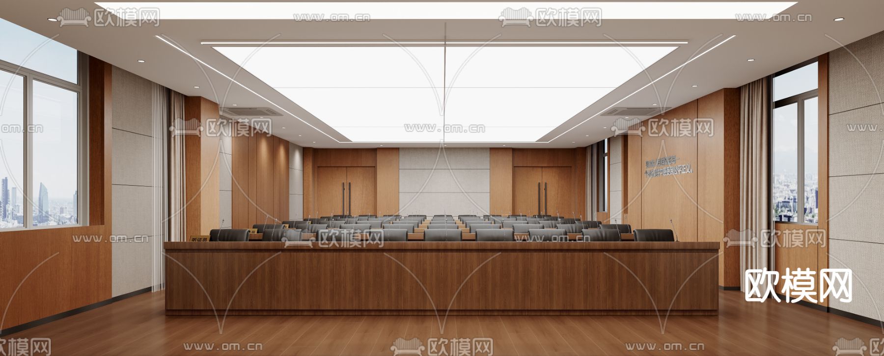 现代培训室 会议室3d模型下载（渲染图1）