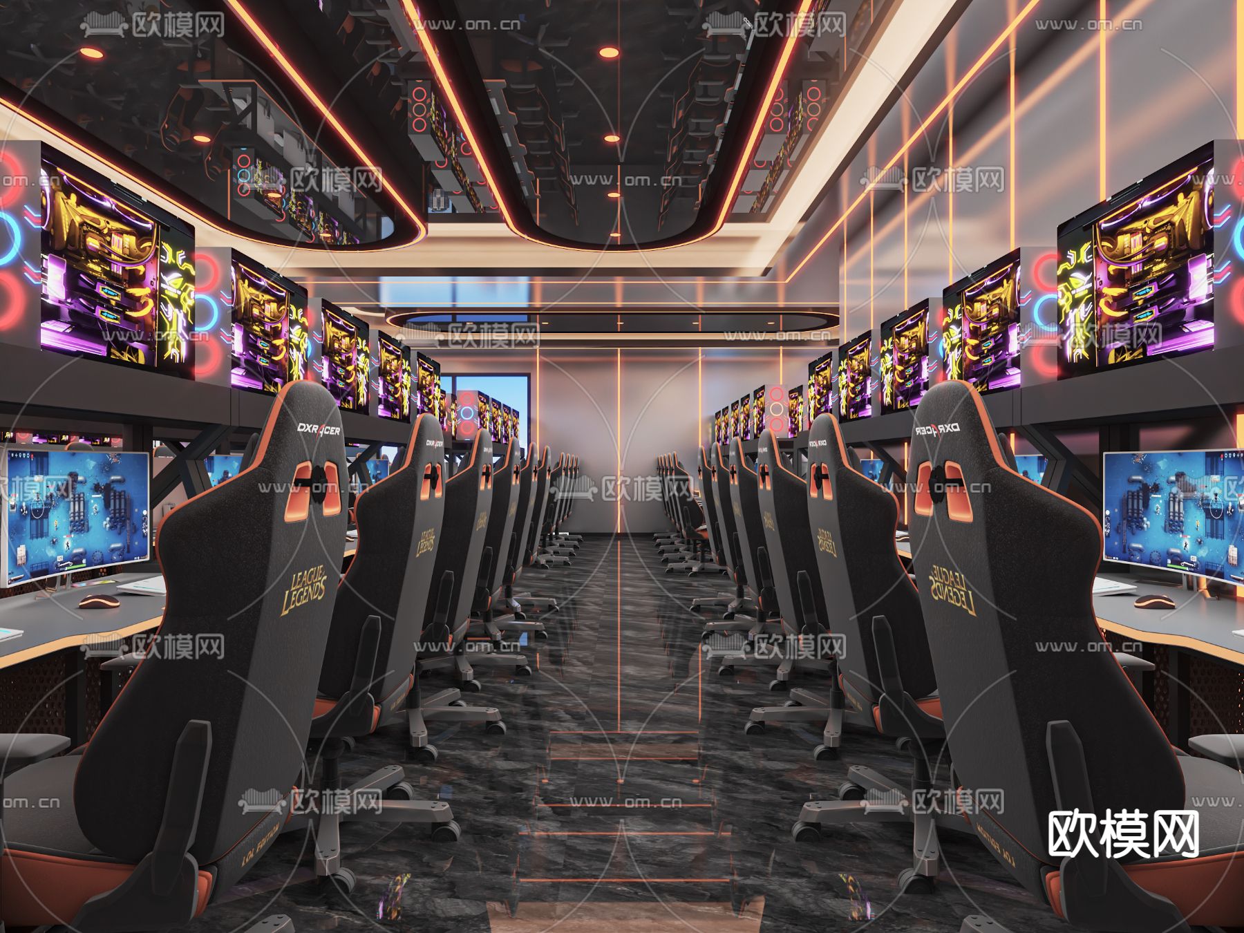 现代网吧 网咖3d模型下载（渲染图2）