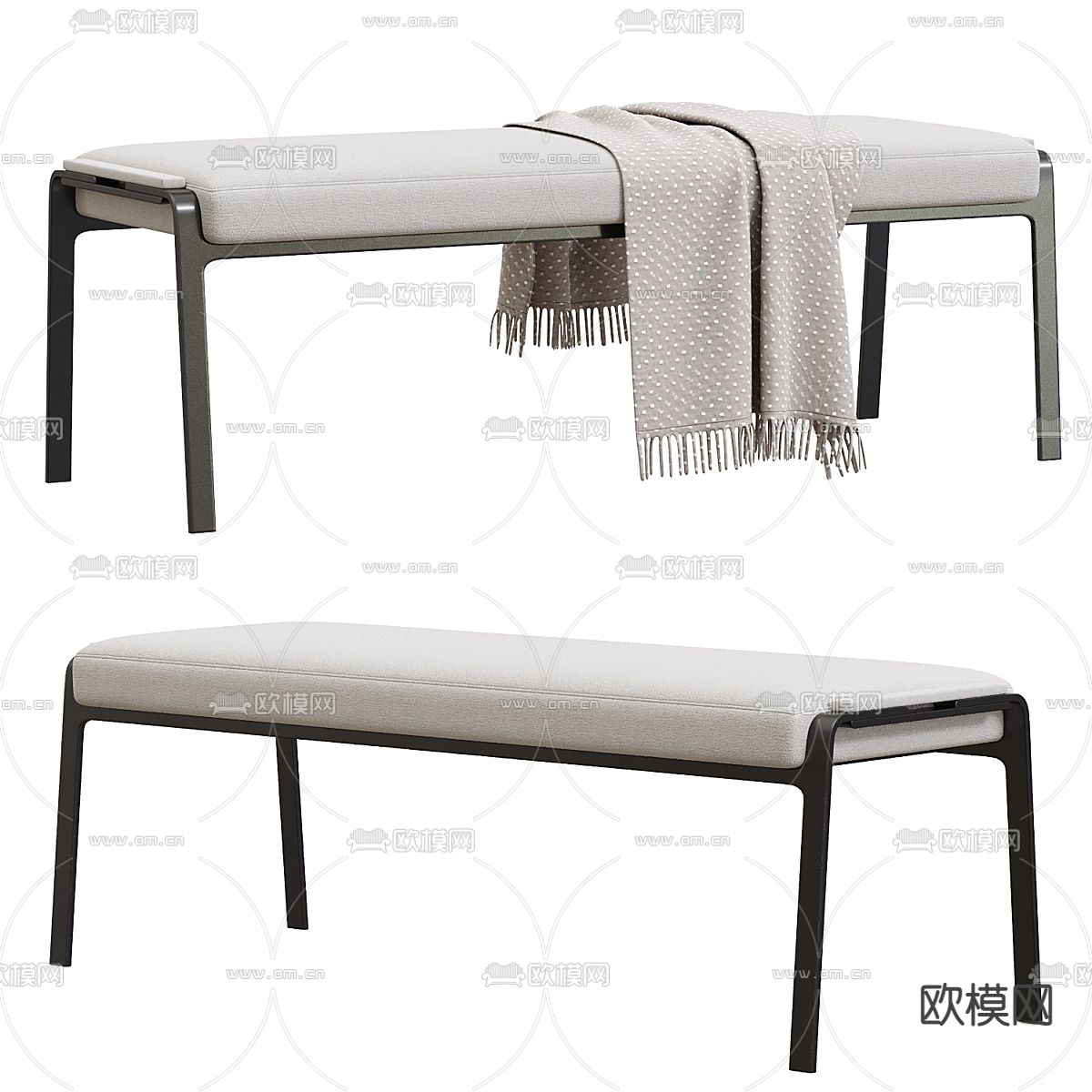 床尾凳 脚踏3d模型下载（渲染图1）