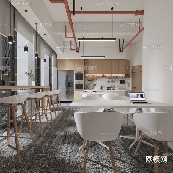 办公室休息区 茶水间3d模型下载