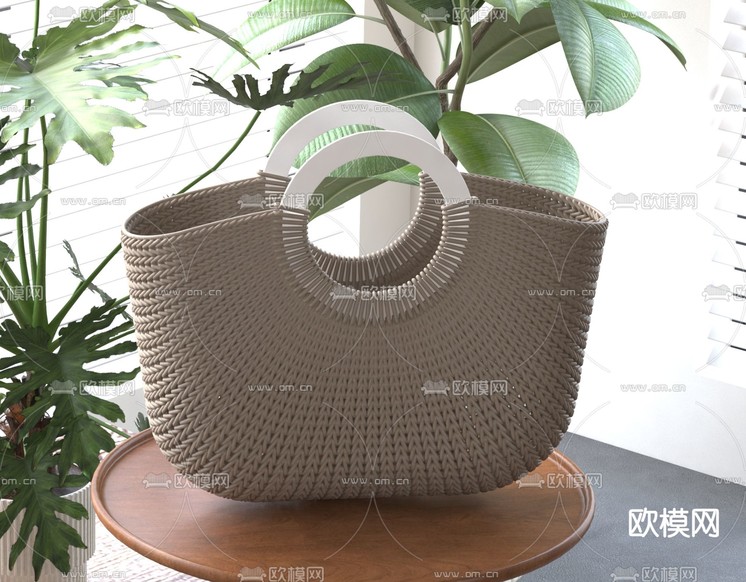 藤编手提袋 工艺品3d模型下载