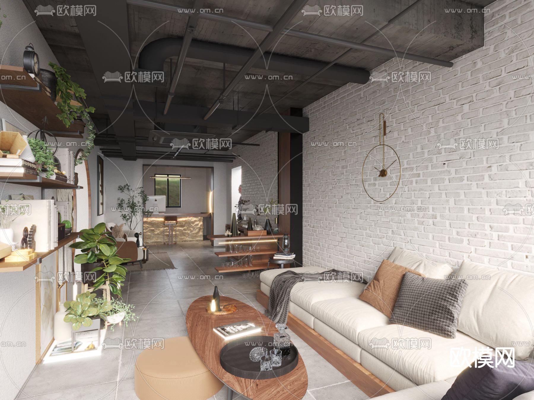 酒店民宿 客厅3d模型下载（渲染图1）