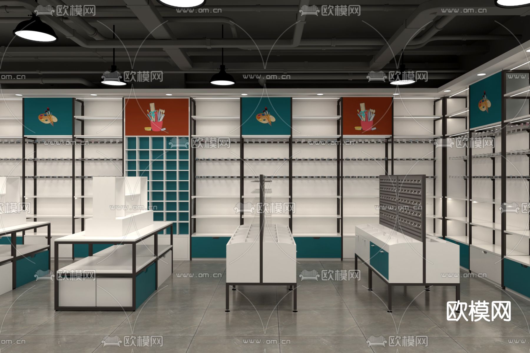 现代文具店3d模型下载（渲染图1）