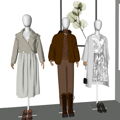  女装 服装 鞋子su模型 