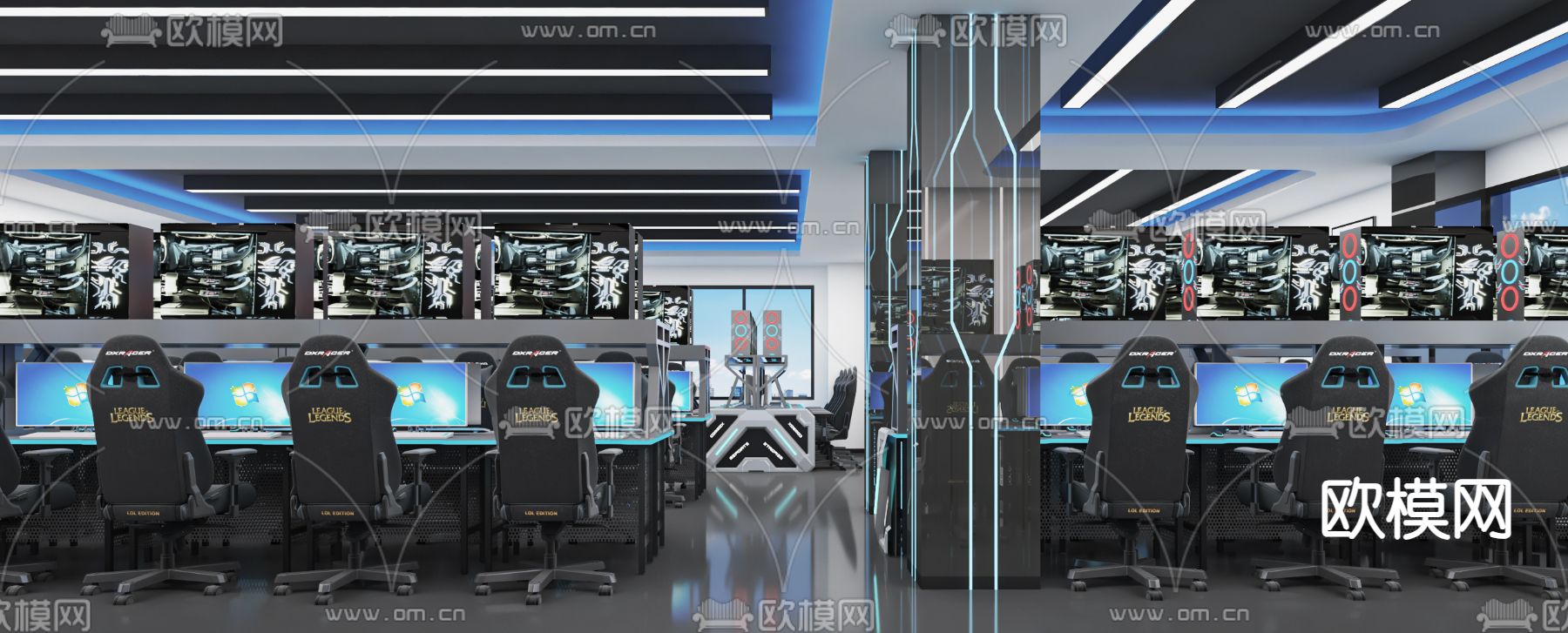 现代网吧 网咖3d模型下载（渲染图2）