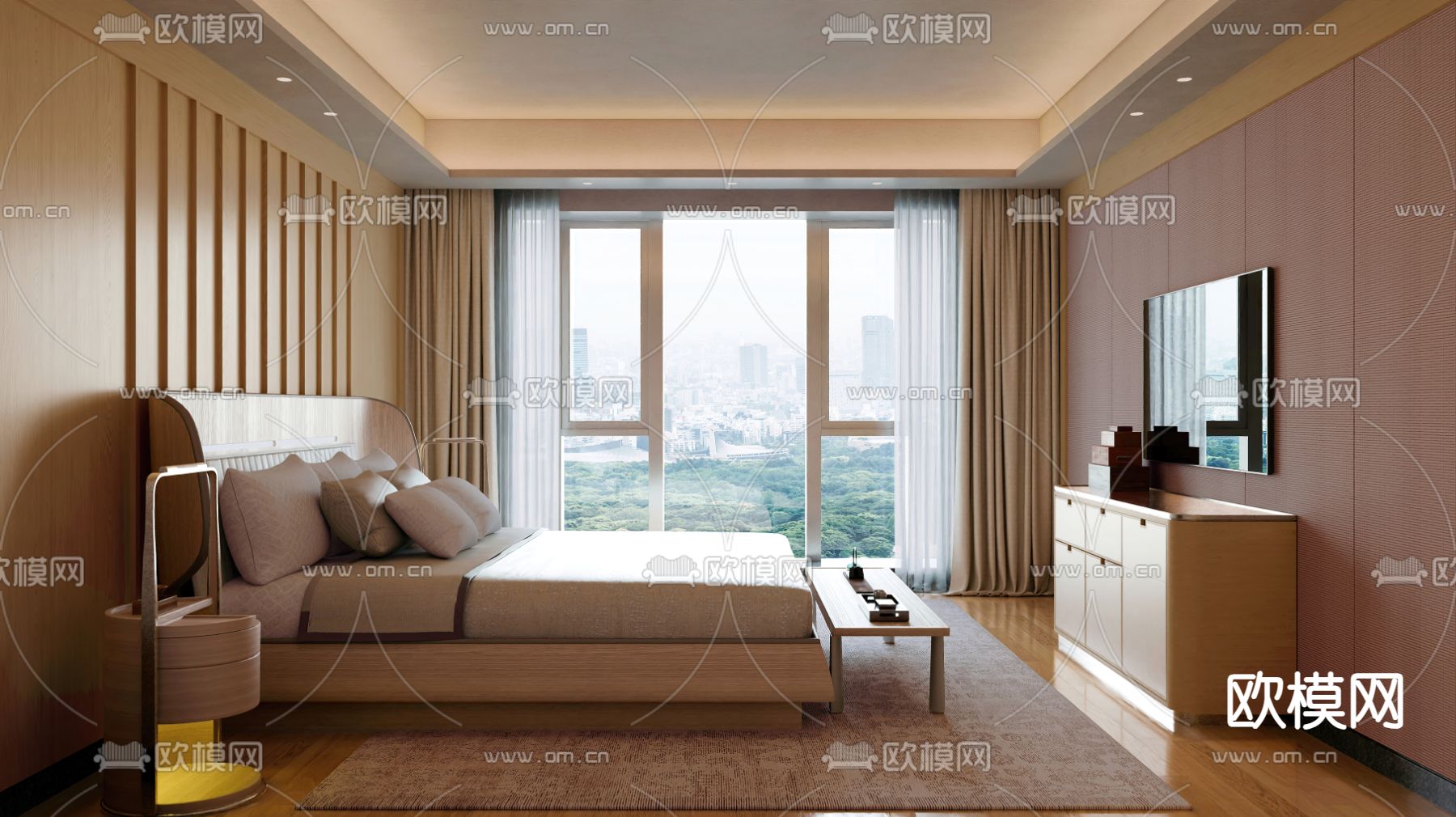 现代酒店客房3d模型下载（渲染图2）