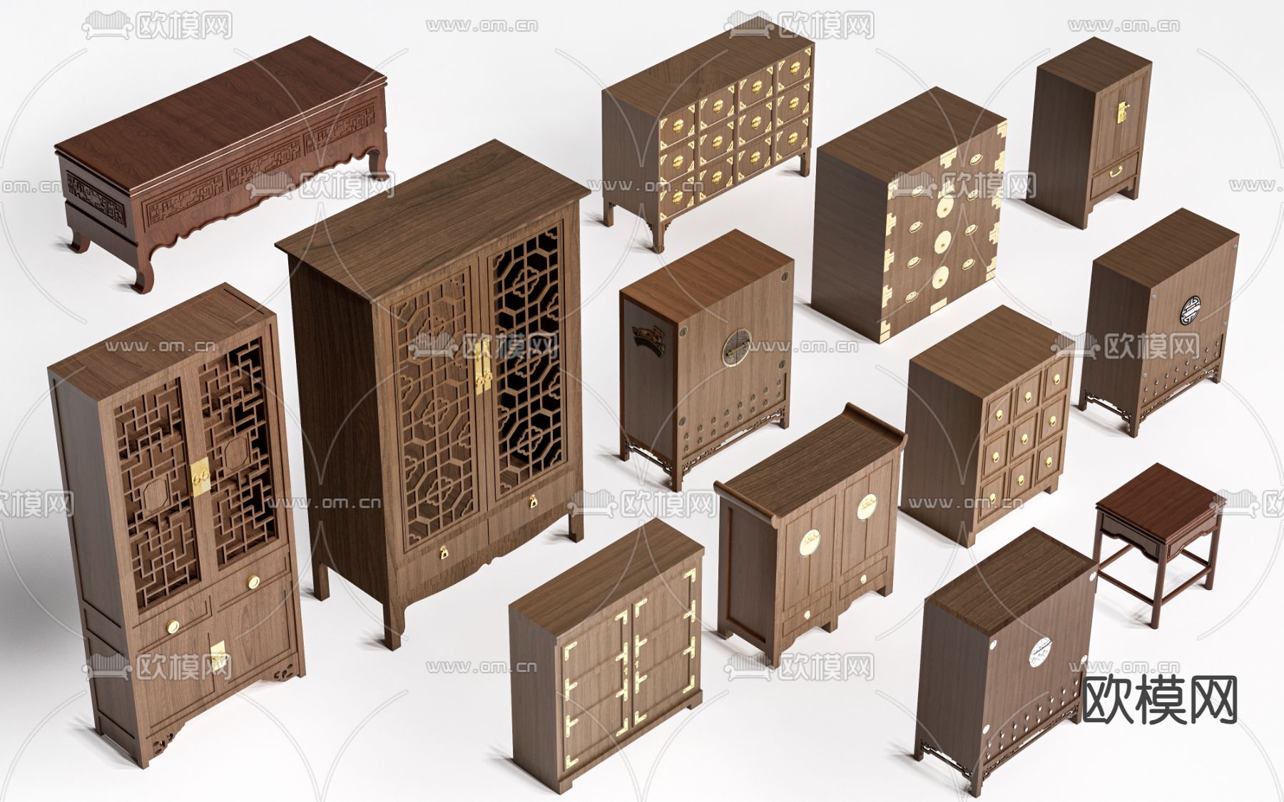 中式储物柜su模型下载（渲染图2）