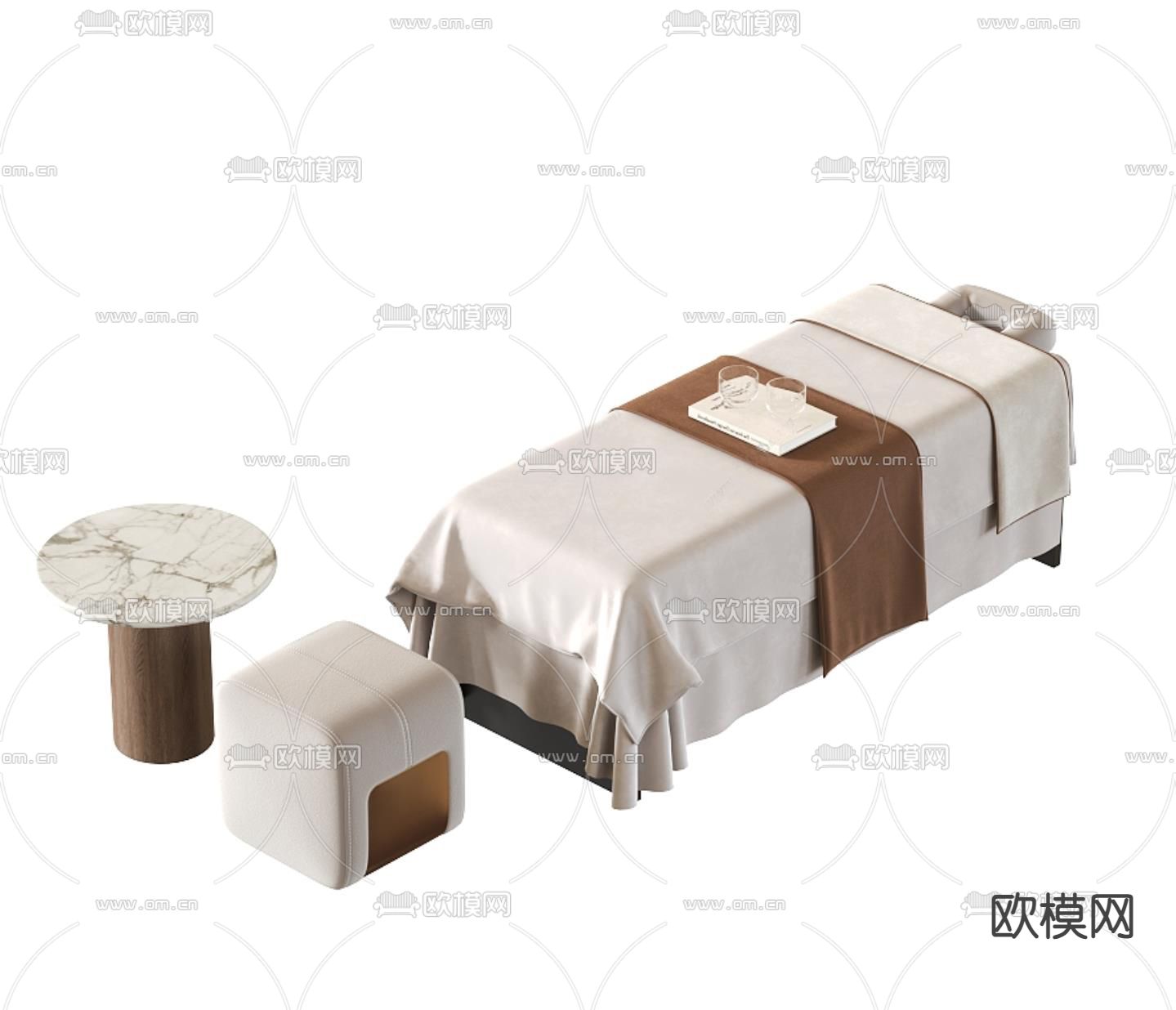 按摩床 美容床su模型下载（渲染图2）