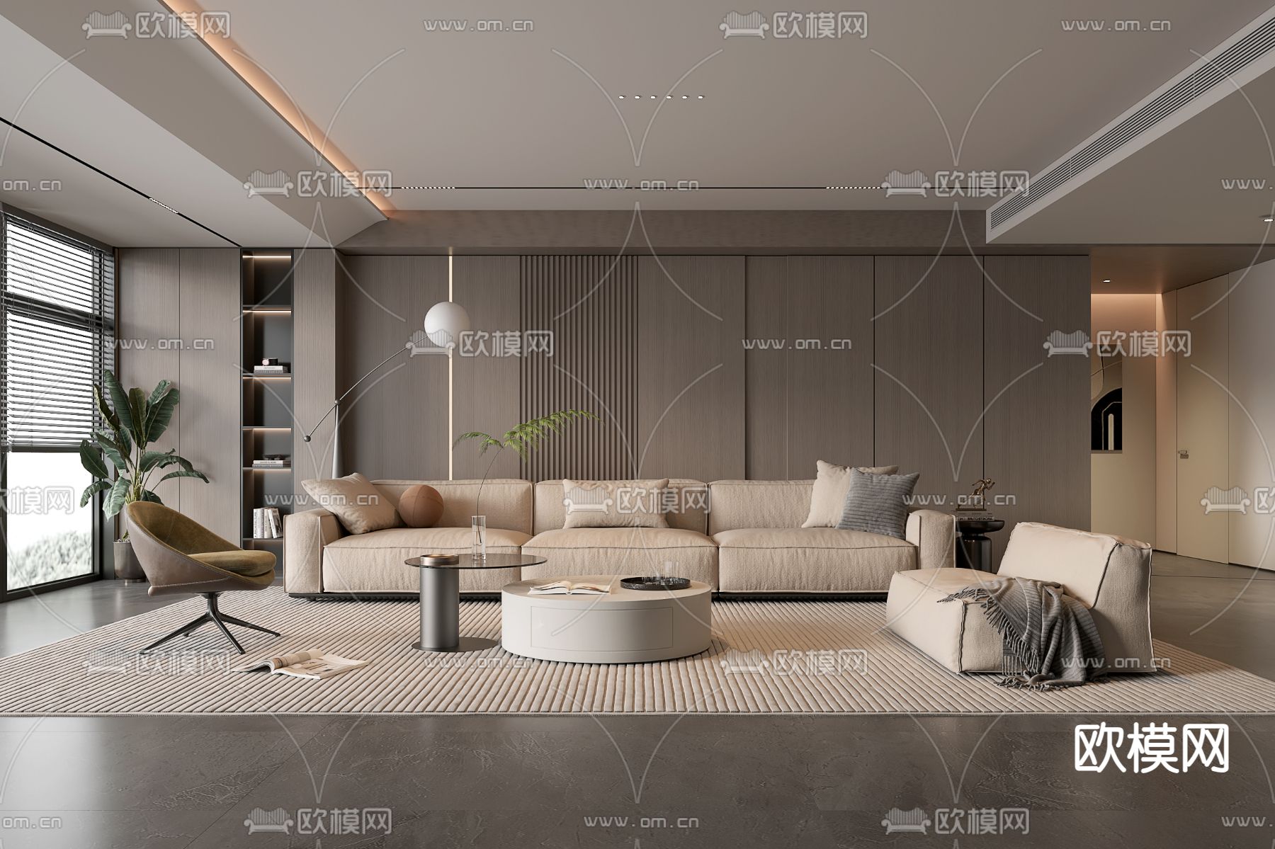 现代客厅3d模型下载