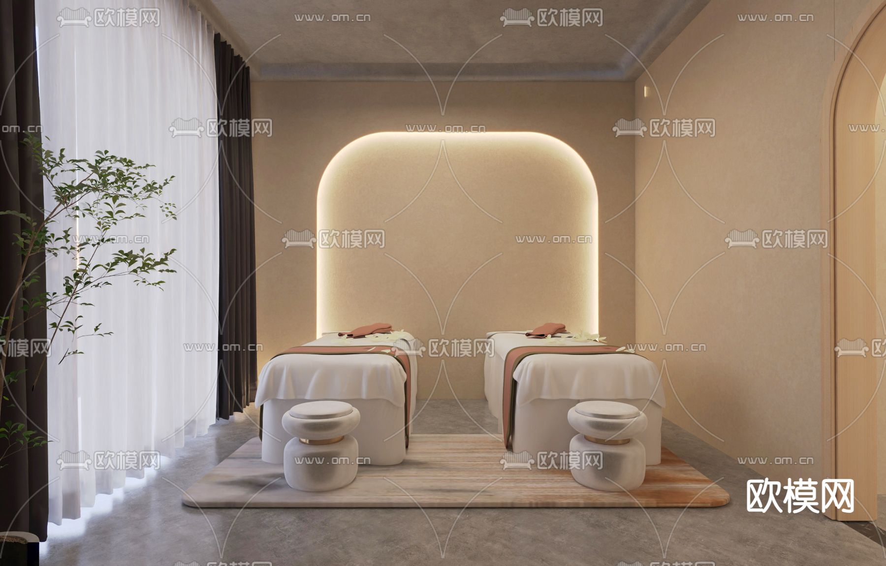 侘寂美容SPA包间 大厅3d模型下载（渲染图2）