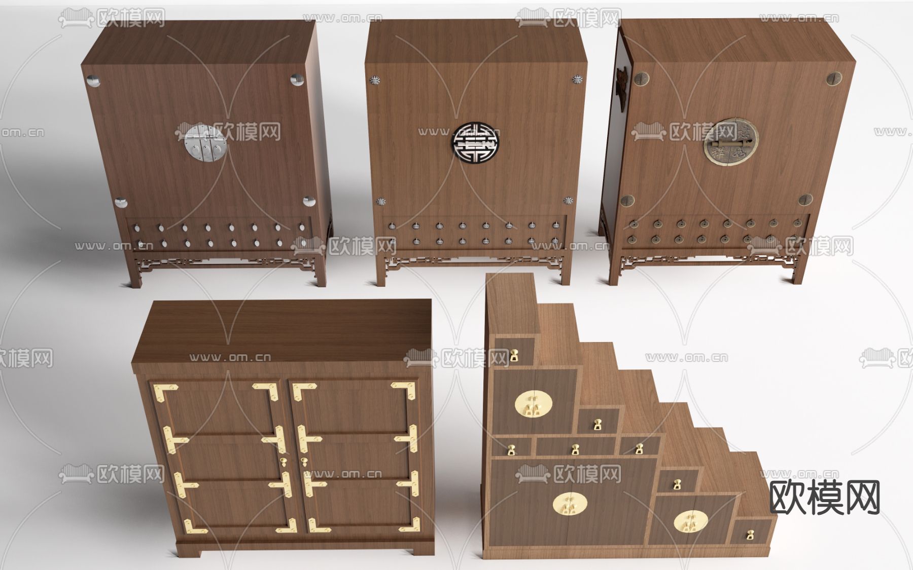 中式储物柜 衣柜su模型下载（渲染图2）