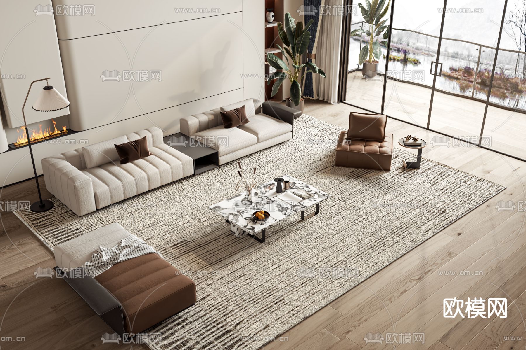 现代组合沙发3d模型下载