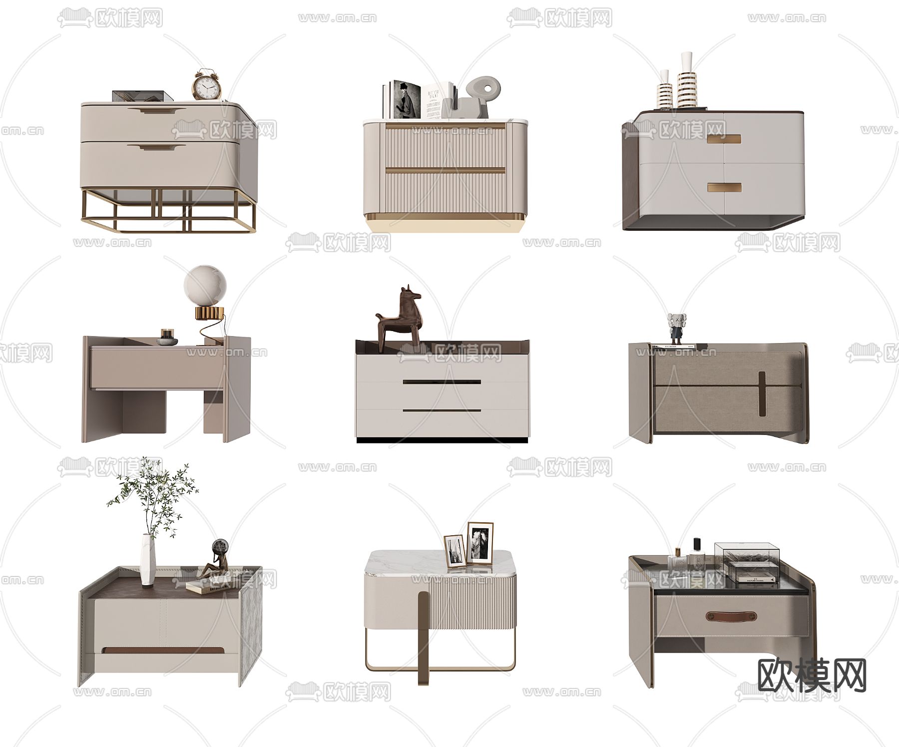 现代床头柜3d模型下载