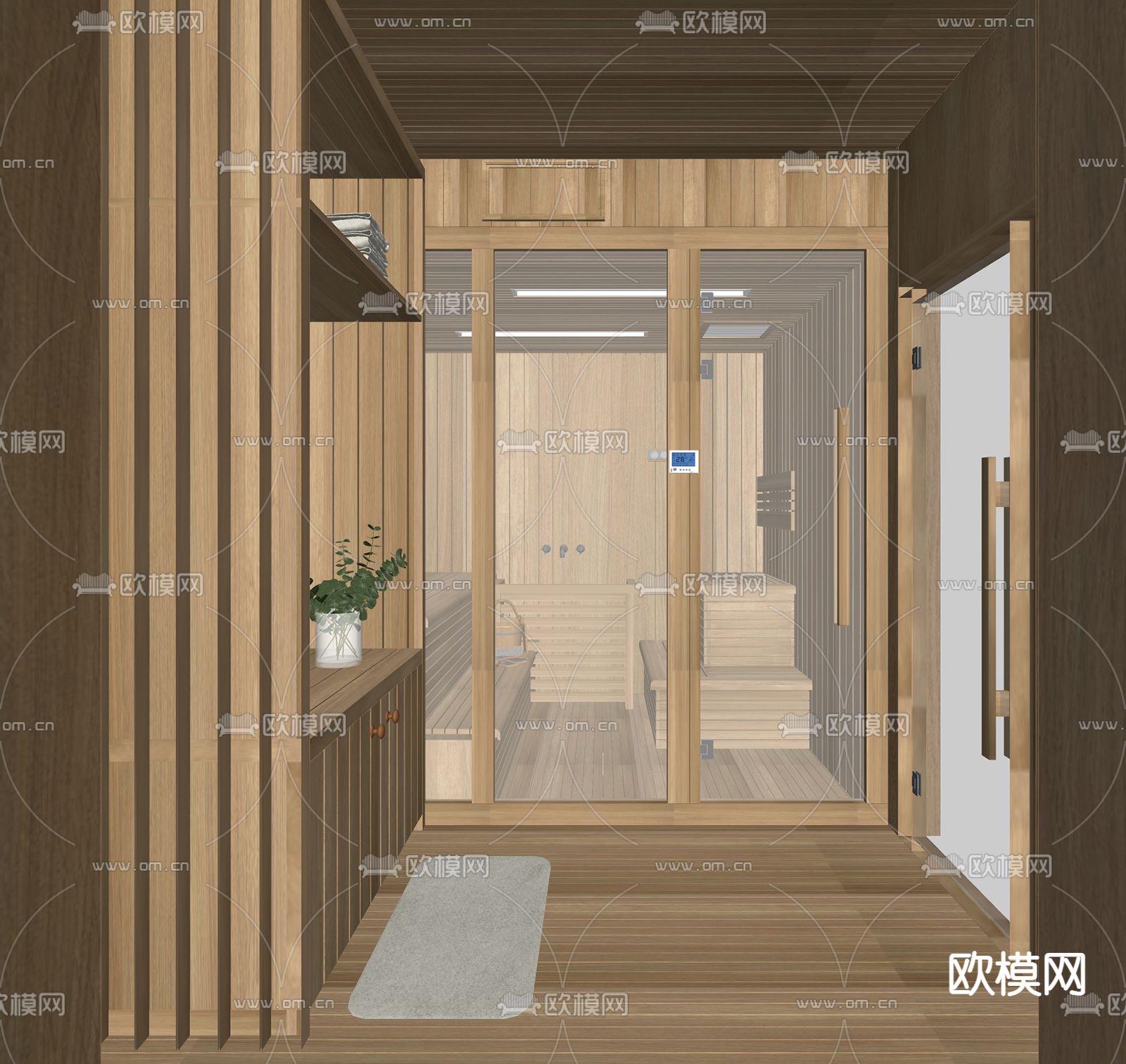现代汗蒸房su模型下载（渲染图1）
