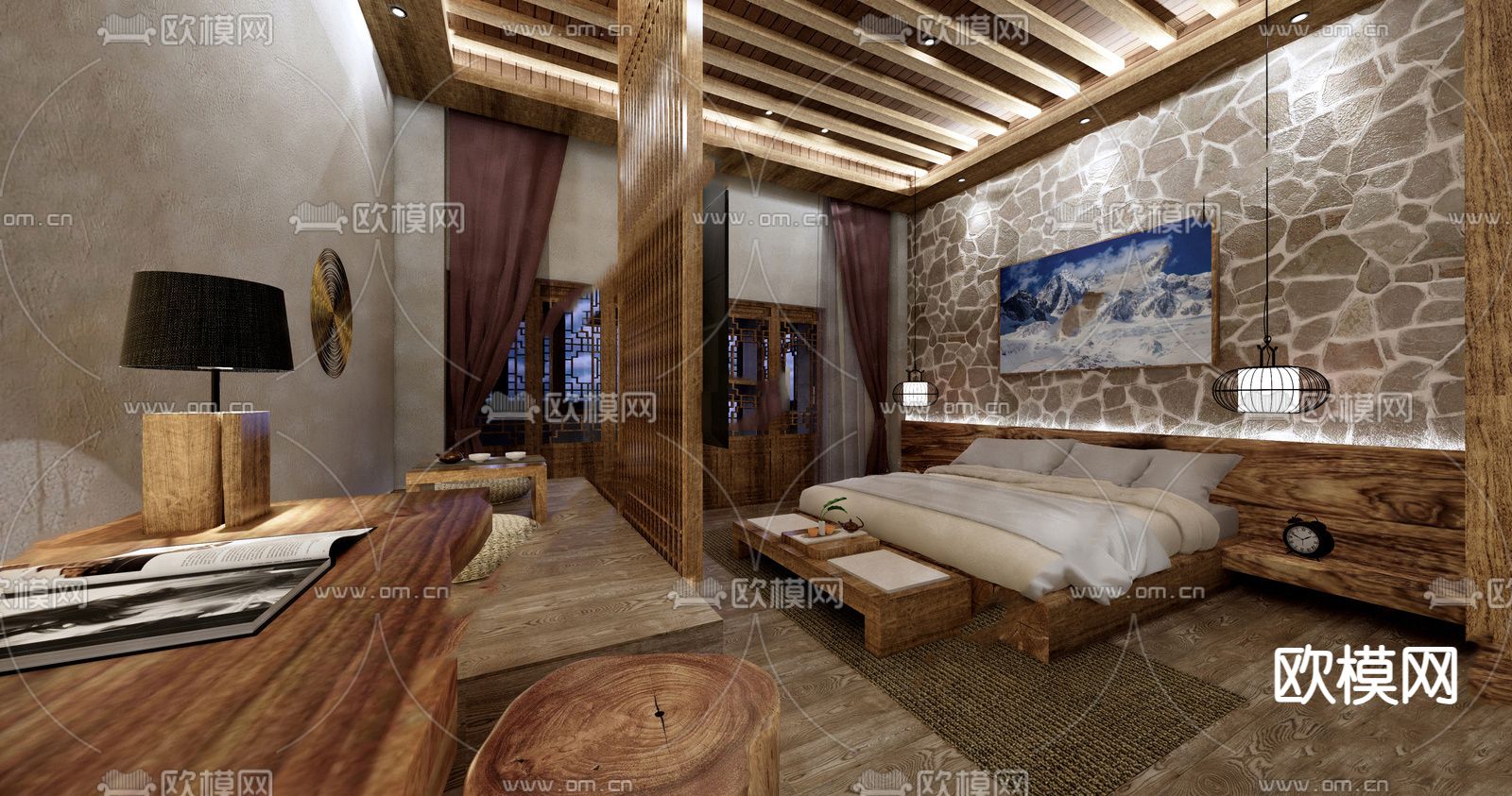 东南亚酒店 民宿su模型下载（渲染图1）