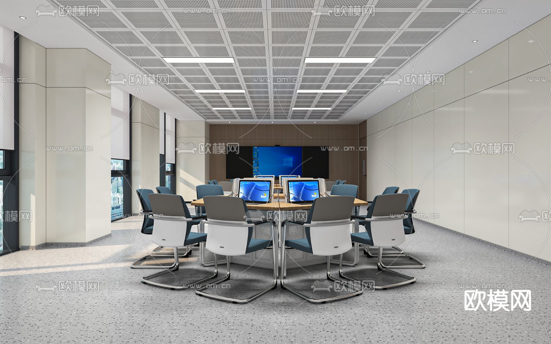 现代多媒体教室3d模型下载（渲染图1）