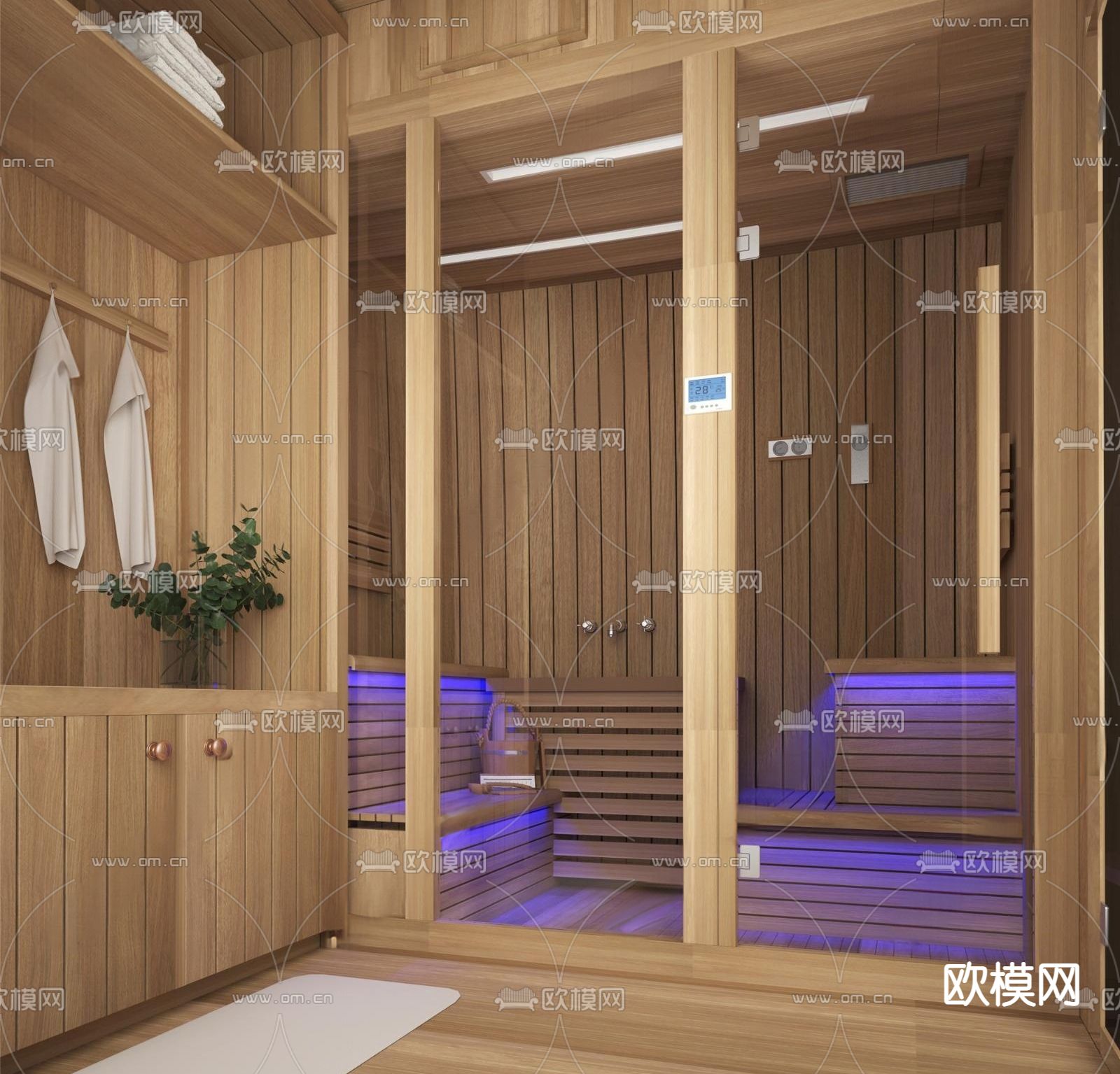 现代汗蒸房su模型下载（渲染图2）