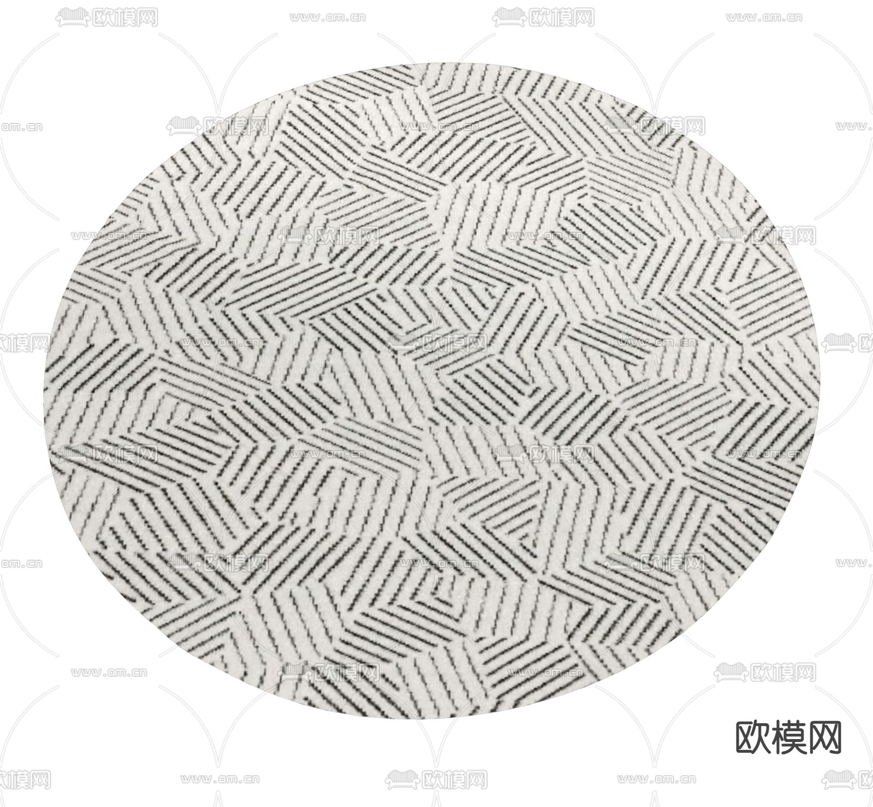 现代圆形地毯su模型下载（渲染图1）