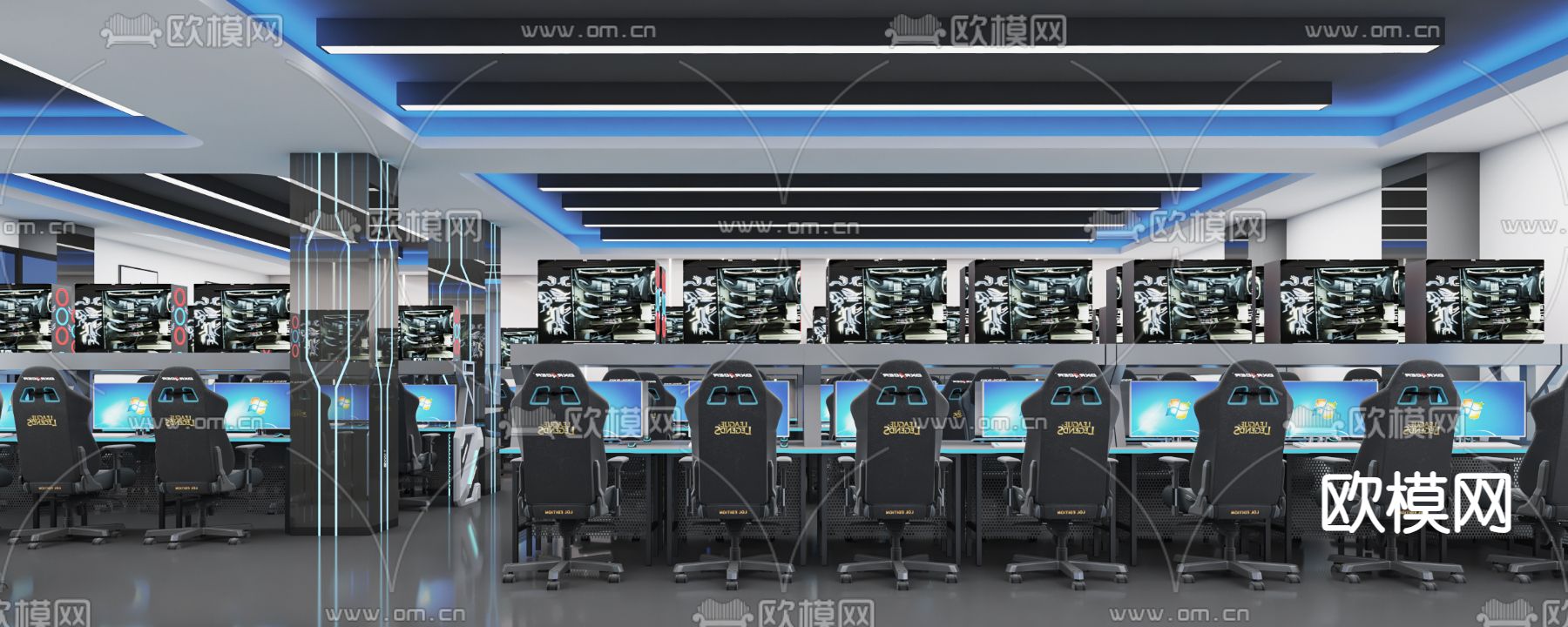 现代网吧 网咖3d模型下载（渲染图1）