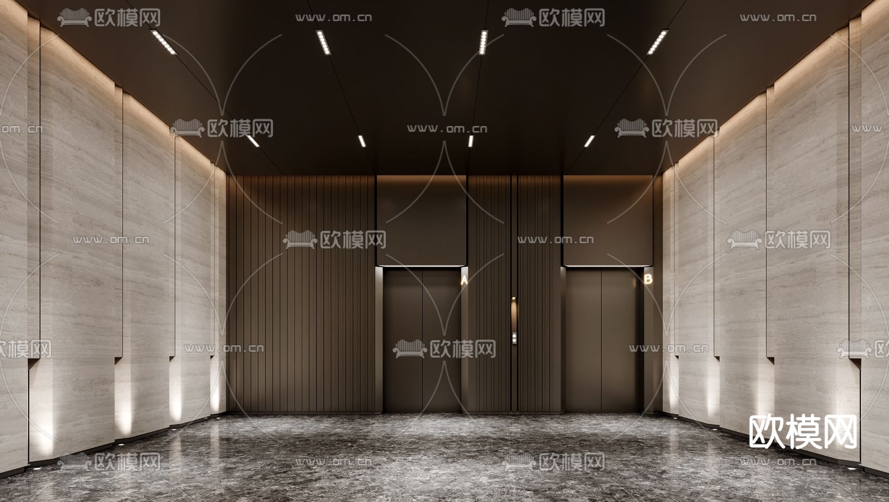 现代电梯厅 电梯间3d模型下载