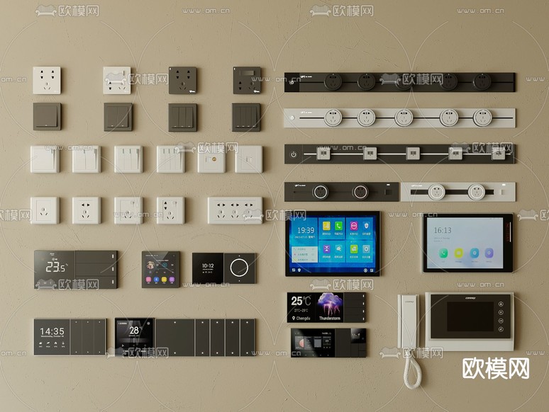 现代开关面板 厨具开关3d模型下载