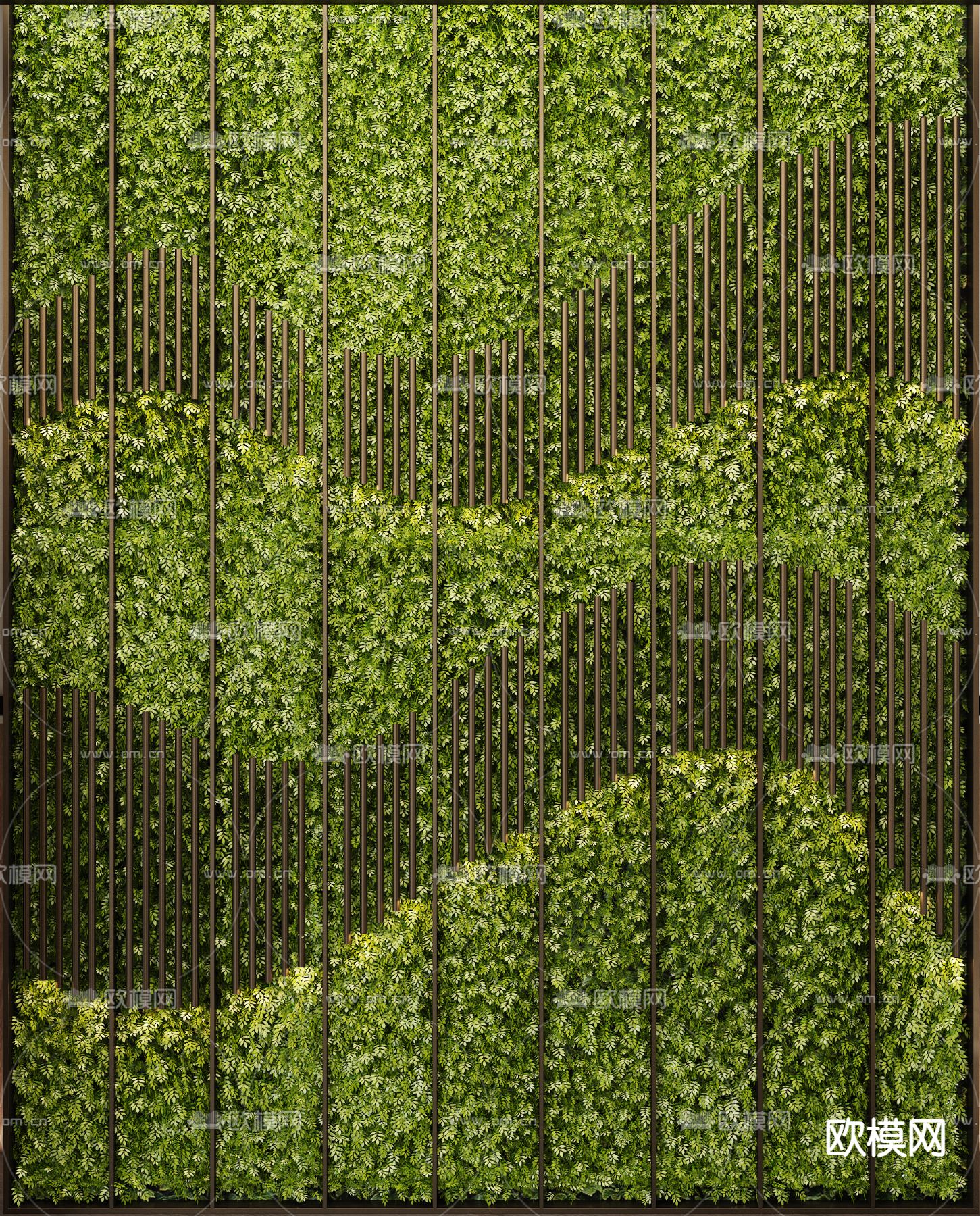 绿植背景墙su模型下载（渲染图2）