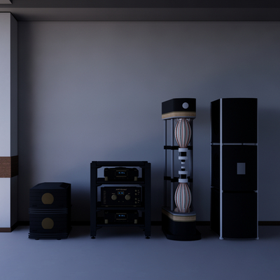  挂式音响 落地音响su模型 