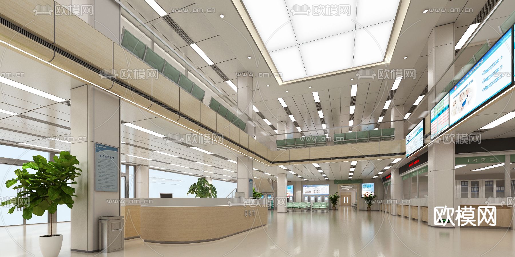医院等候大厅3d模型下载（渲染图3）