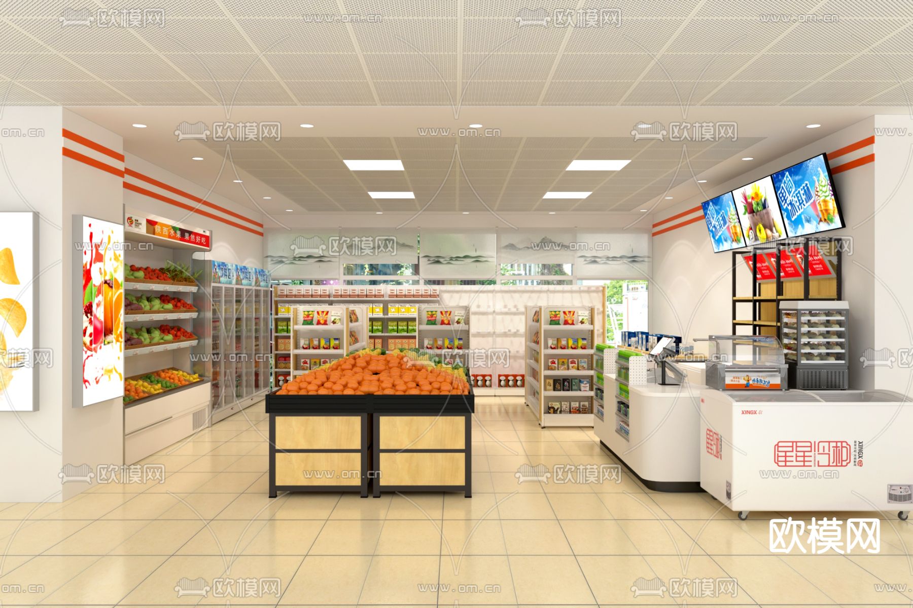 现代便利店 超市3d模型下载（渲染图1）
