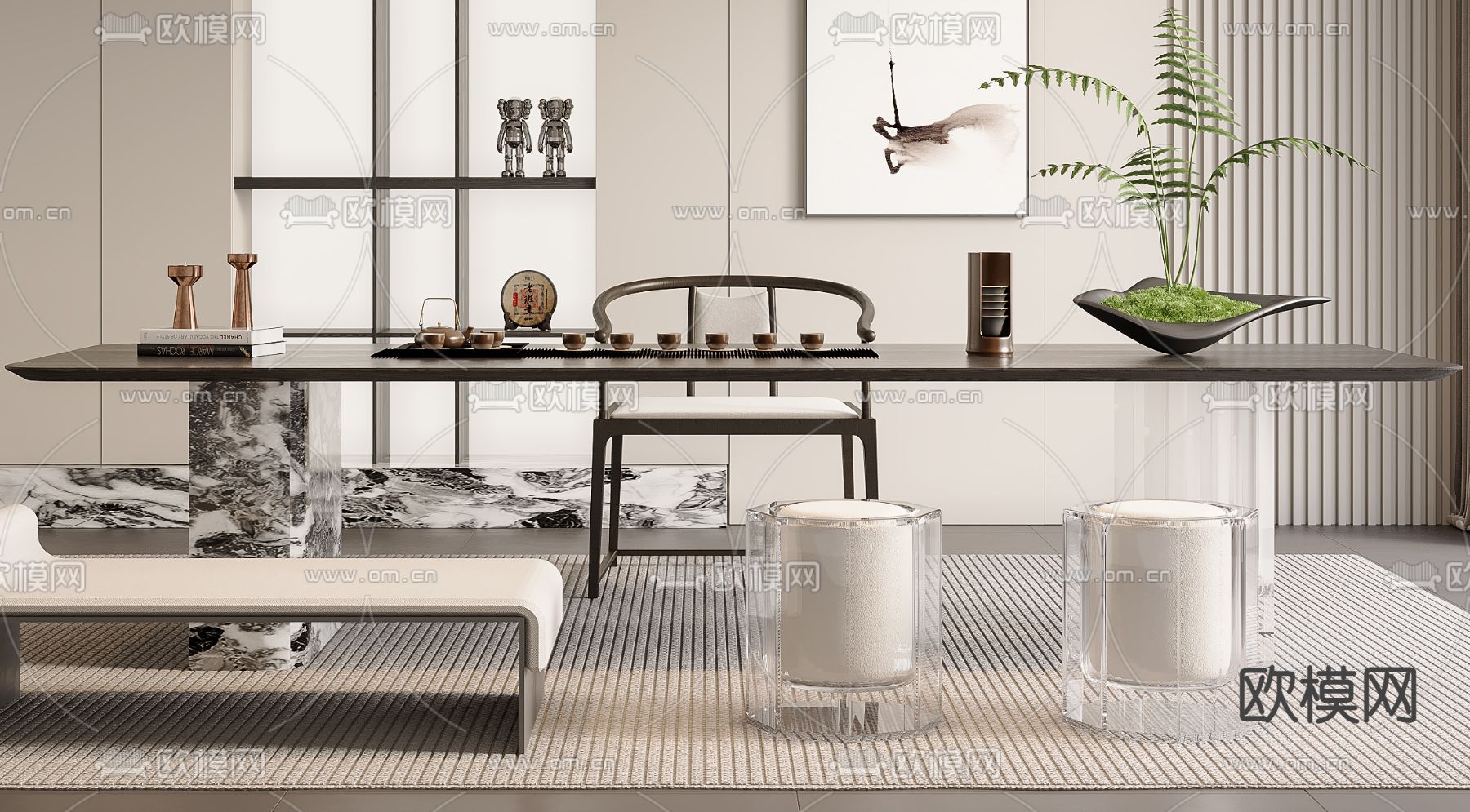 现代茶桌 茶台3d模型下载