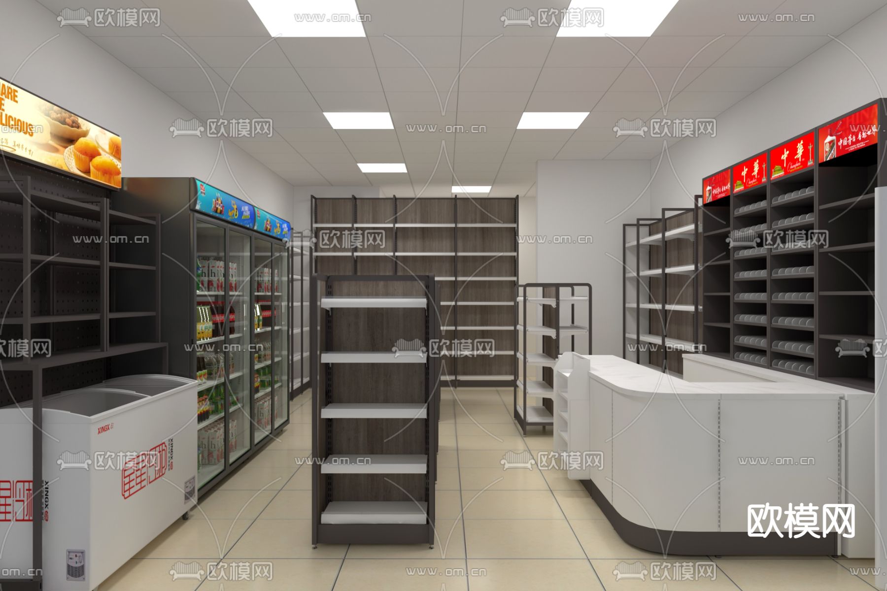 现代便利店3d模型下载（渲染图1）