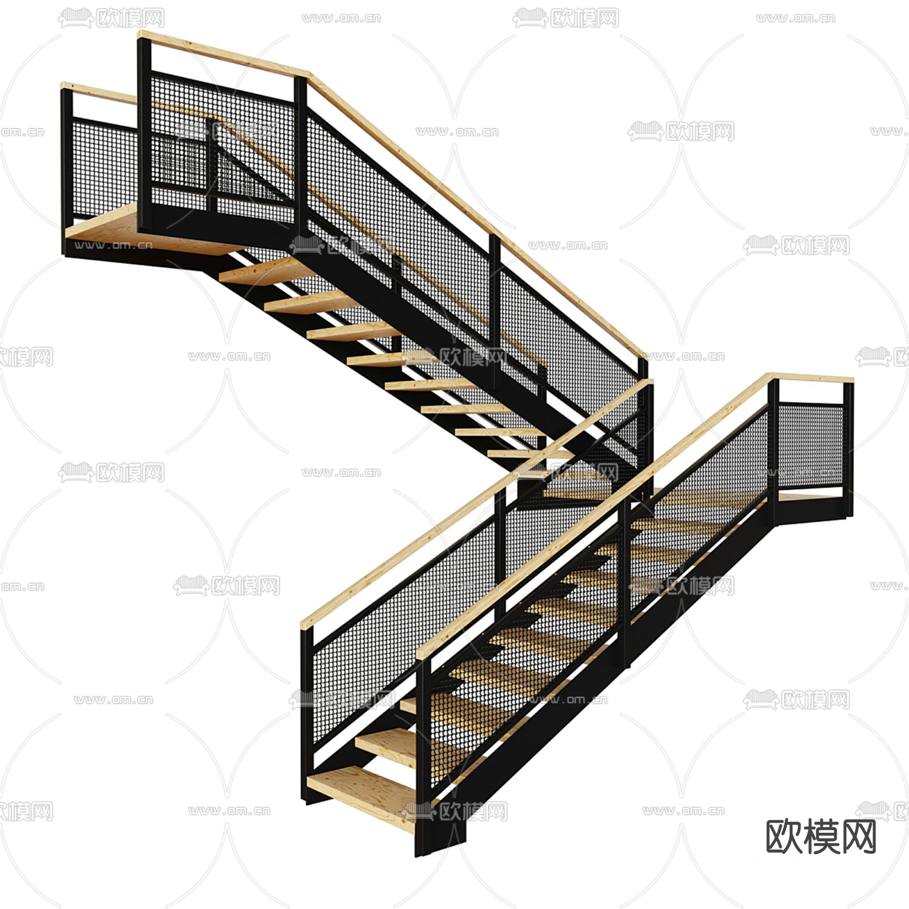 铁艺楼梯3d模型下载（渲染图2）