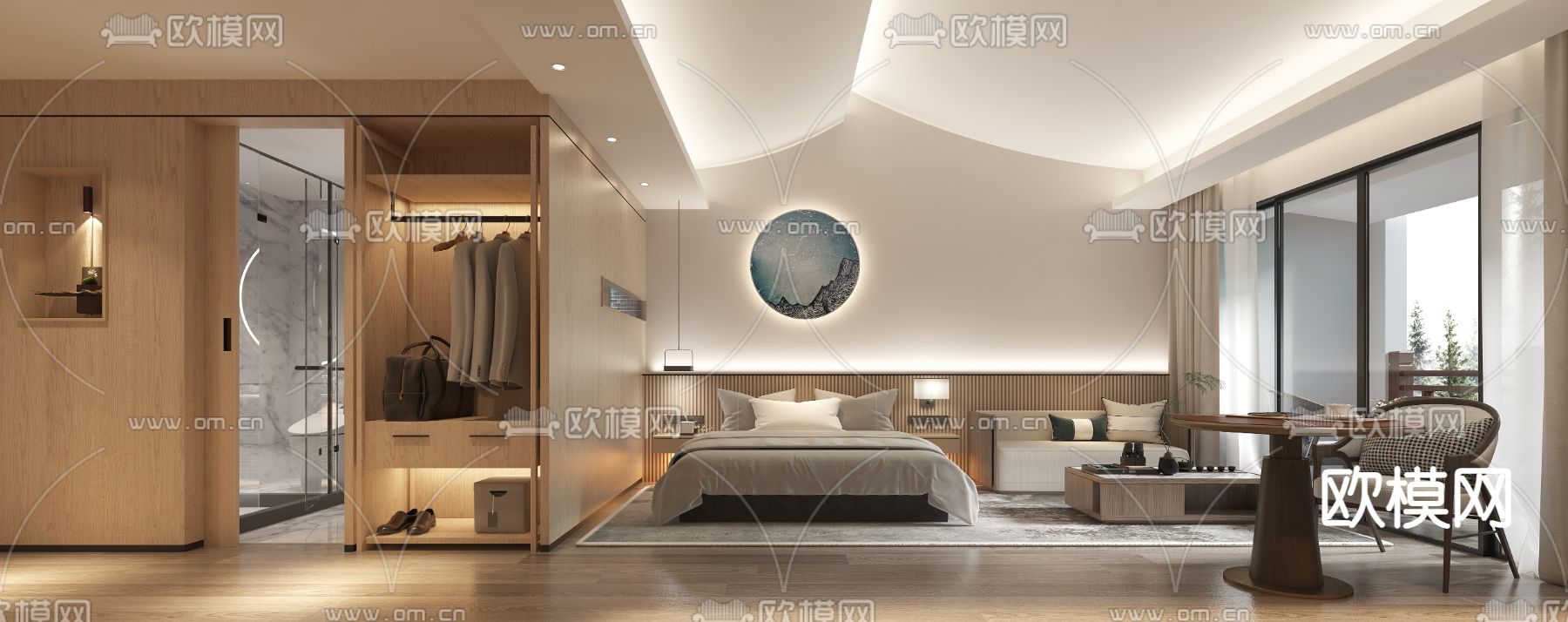 现代民宿 客房3d模型下载（渲染图2）