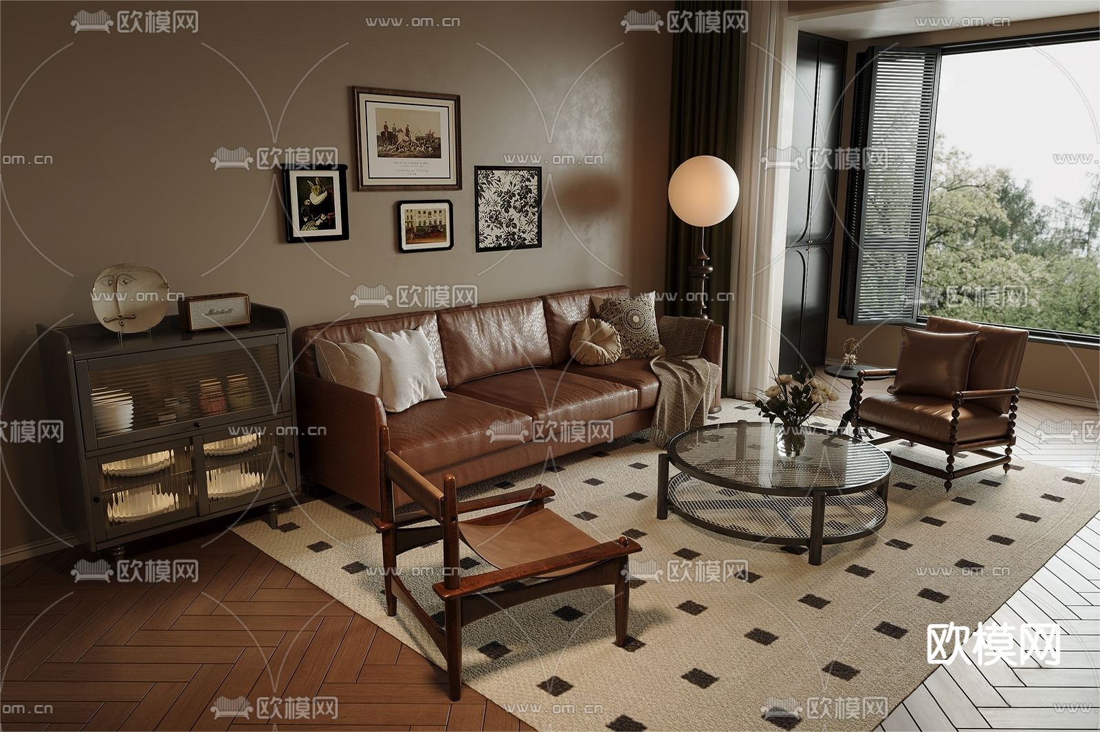 美式组合沙发3d模型下载