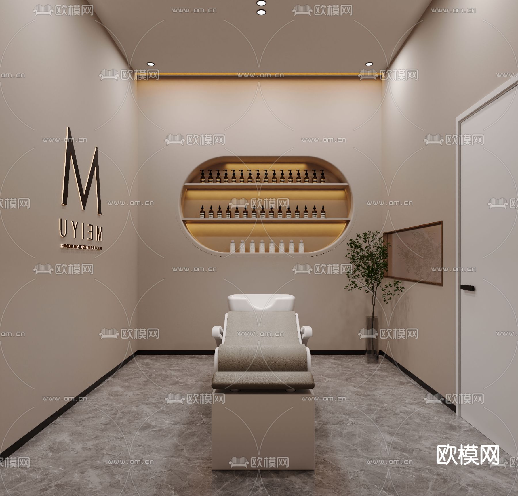 现代理发店 洗头区3d模型下载（渲染图2）