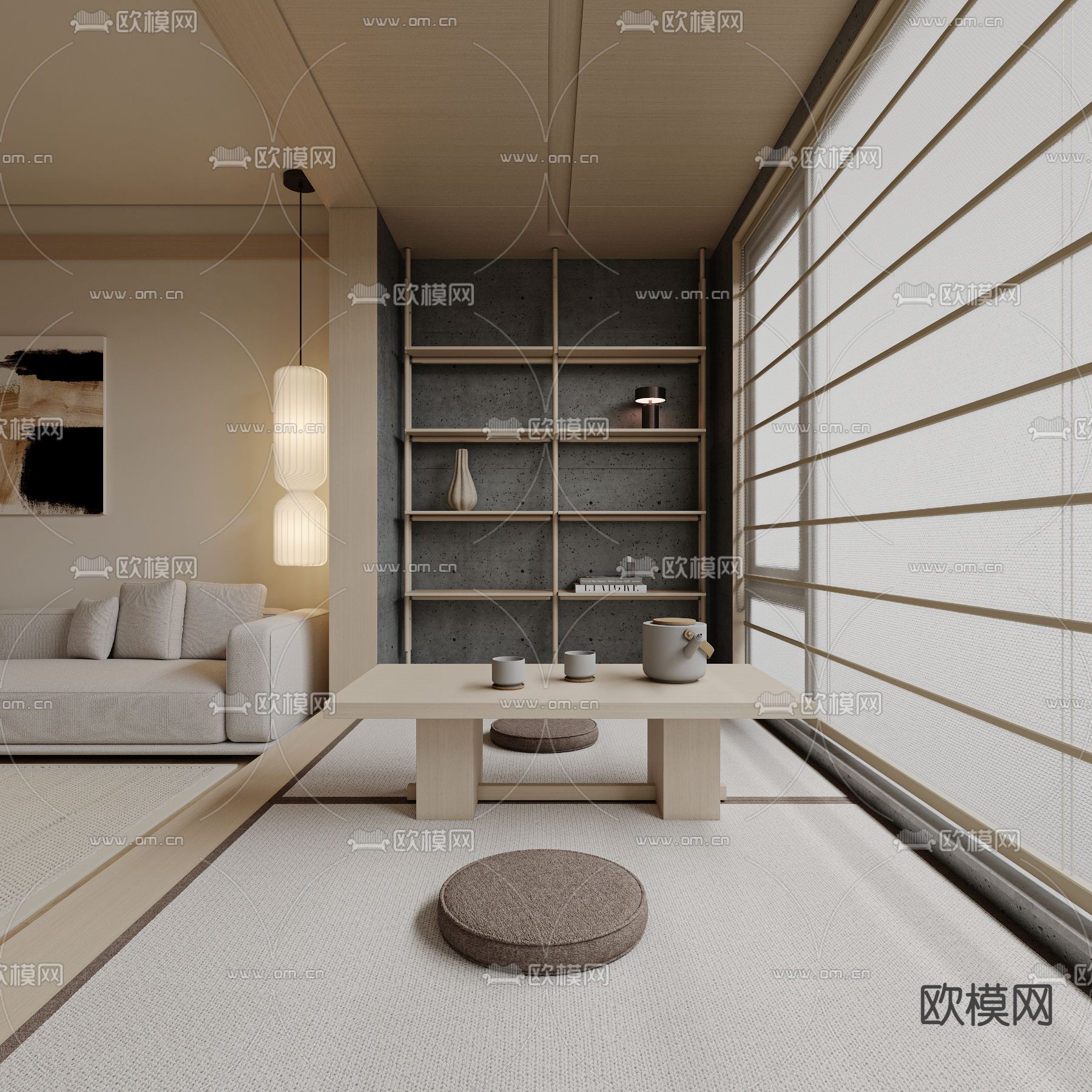 日式客餐厅3d模型下载（渲染图6）