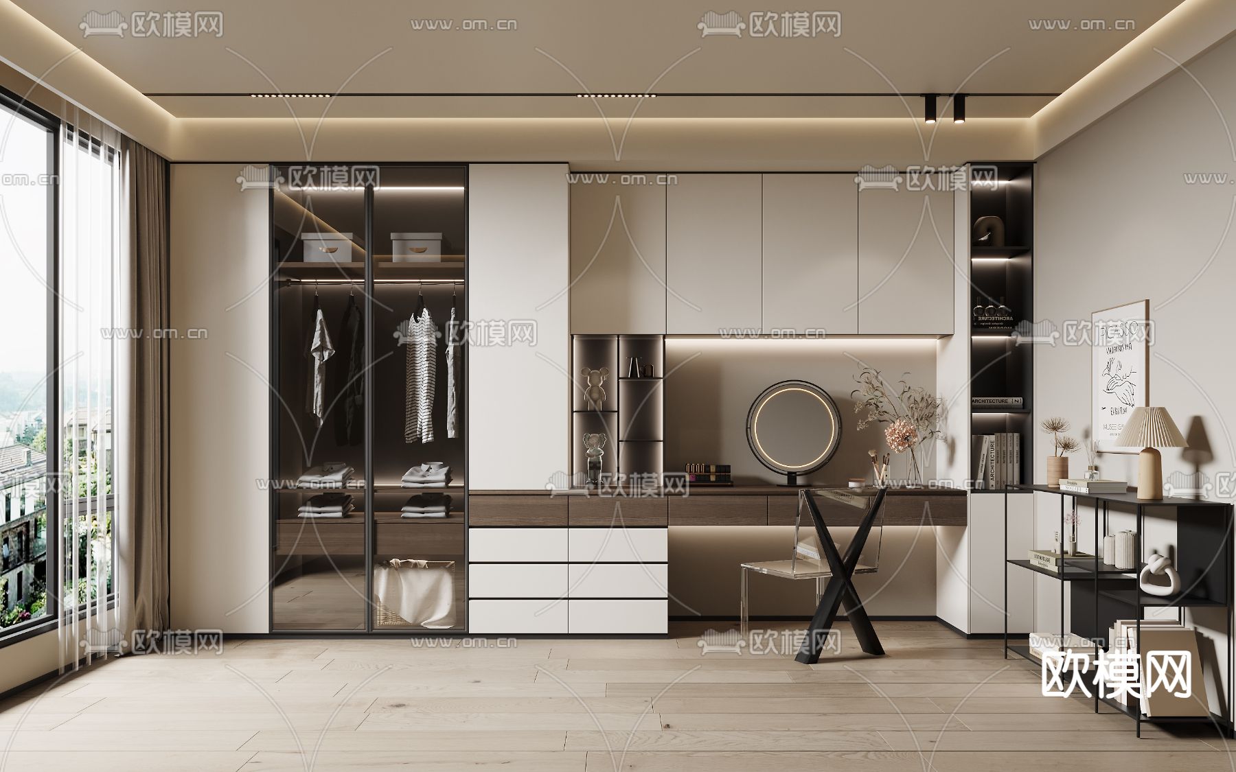 现代衣帽间3d模型下载