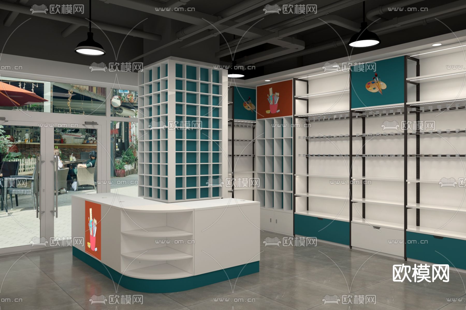 现代文具店3d模型下载（渲染图2）