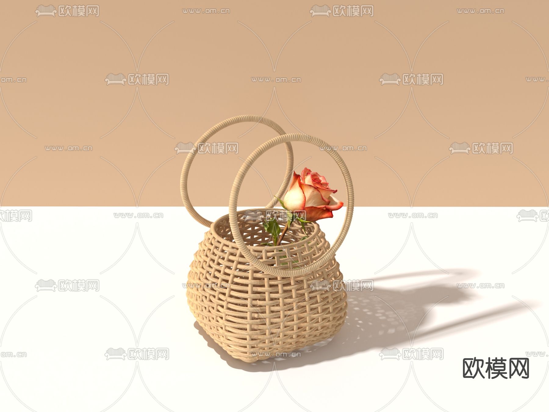 藤编小花篮 收纳篮3d模型下载