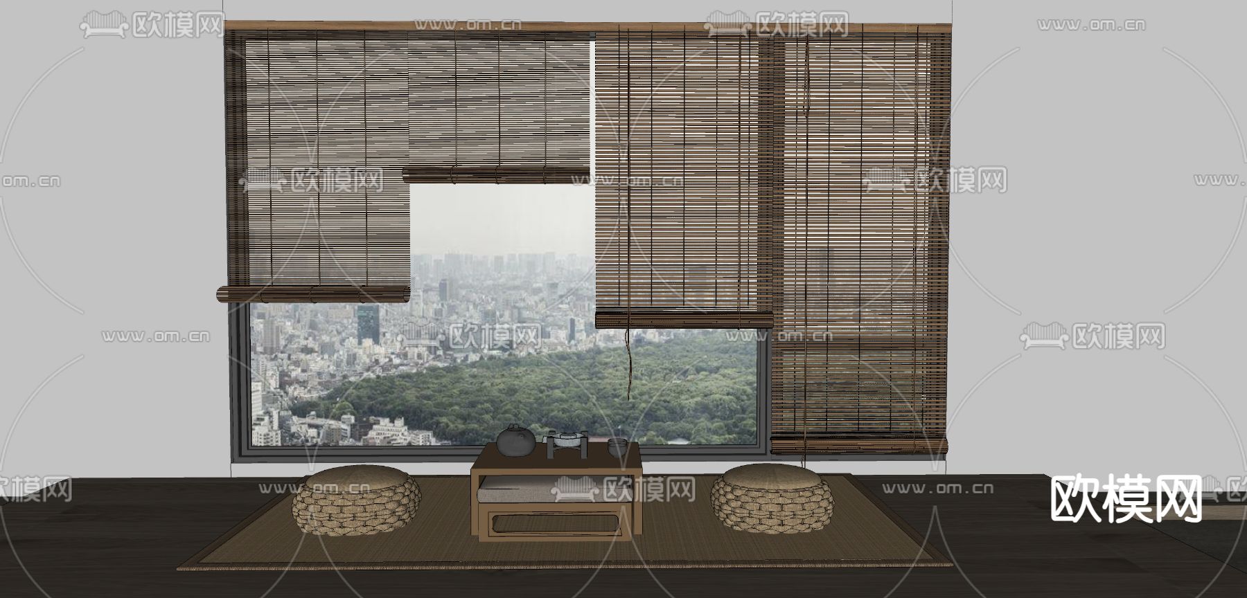 窗帘 竹叶窗帘 遮光帘 百叶帘 卷帘su模型下载