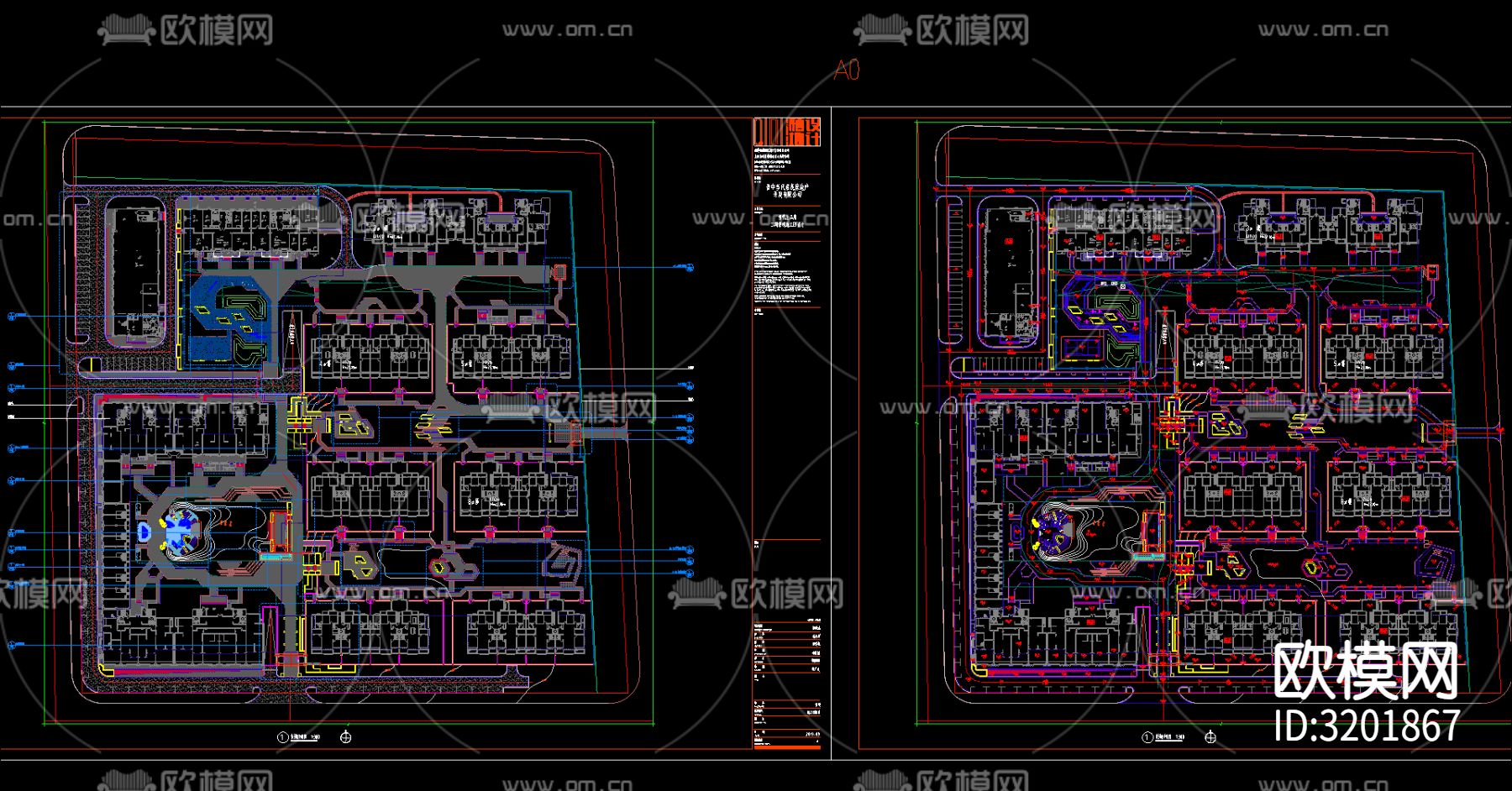 小区建筑cad施工图下载（渲染图1）