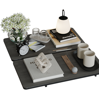  书籍 书本 茶杯 花瓶 台灯 闹钟 装饰品su模型 