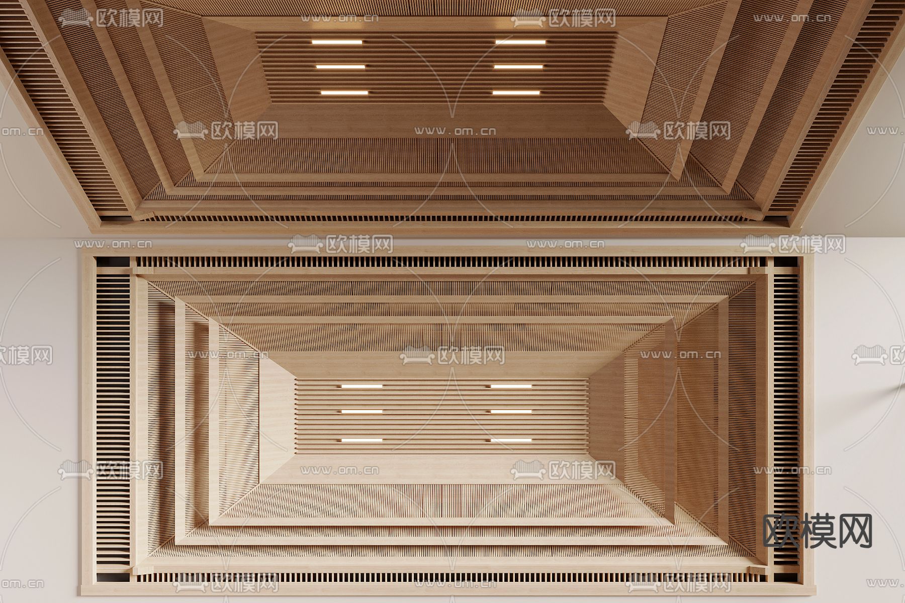 现代格栅吊顶 木质吊顶3d模型下载