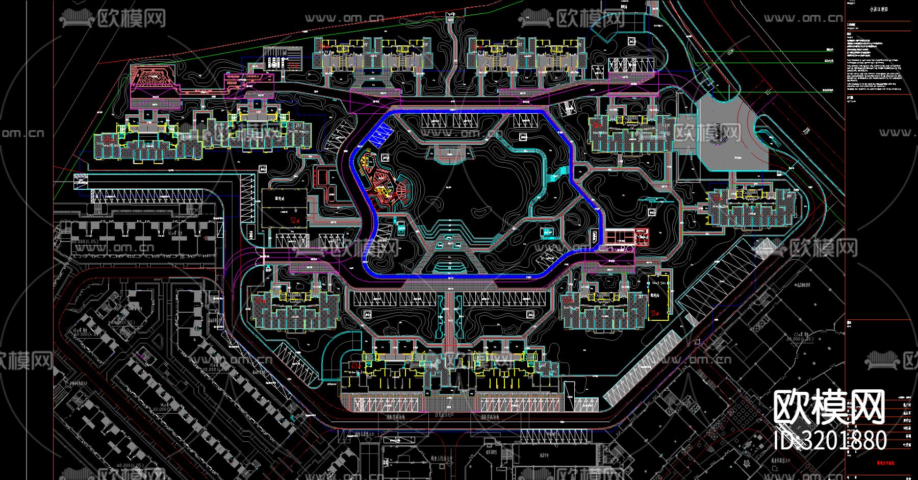 小区建筑cad施工图下载（渲染图2）