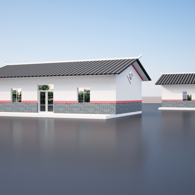  中式公厕外观su模型 