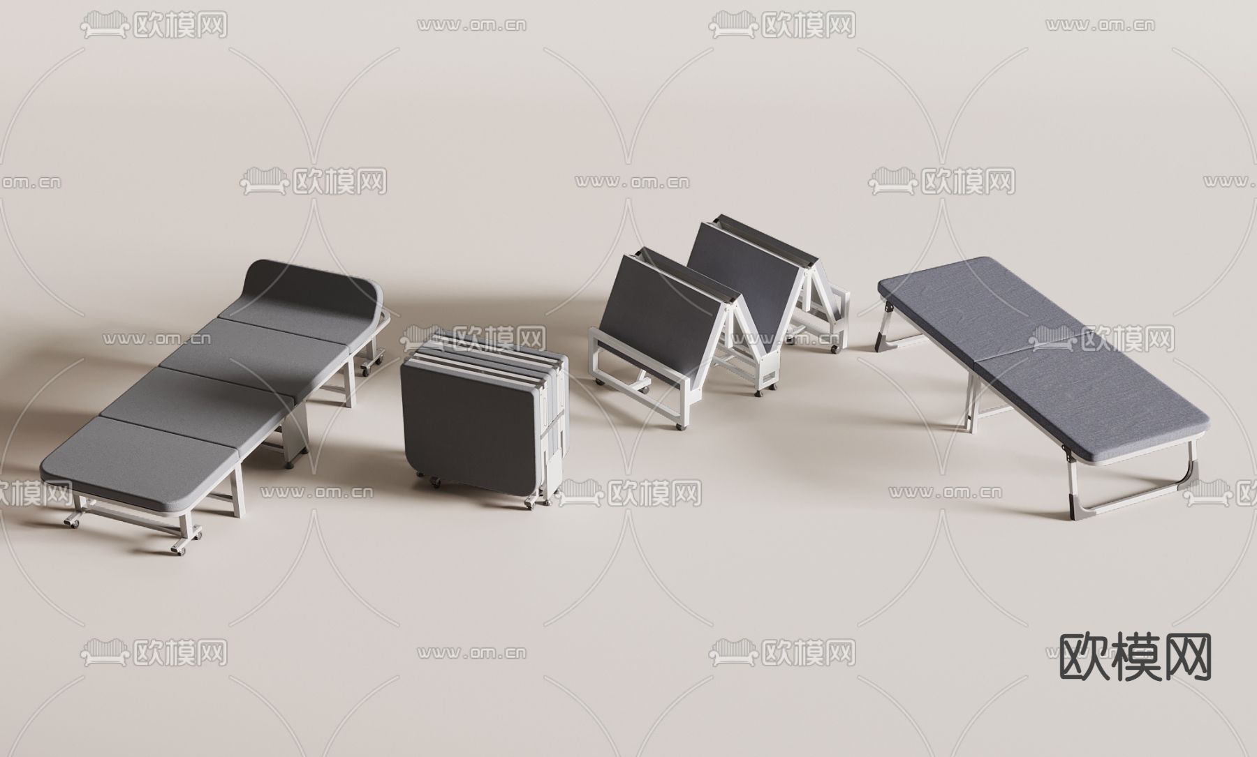 折叠床 单人床su模型下载（渲染图1）